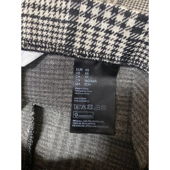 H&M Women's Black White Houndstooth High Rise Wide Leg Trousers Pants Size XS - Picture 5 of 5